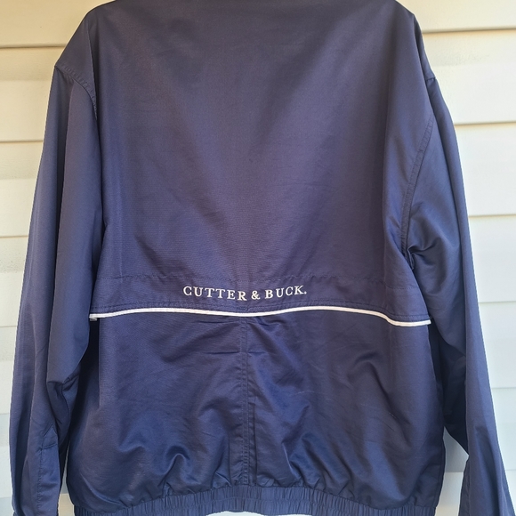 Men's Cutter & Buck 'Pebble Beach' Large Navy-Blue Lined CB Weathertech Zip Jack - Picture 4 of 11